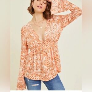 Heyson Babydoll Orange Blouse- NWT